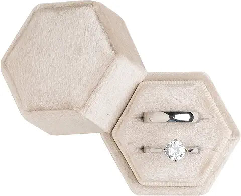 Beige Velvet Ring Box